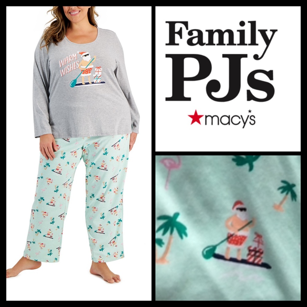 NWOT Macy’s Family PJ’s Tropical Santa Set